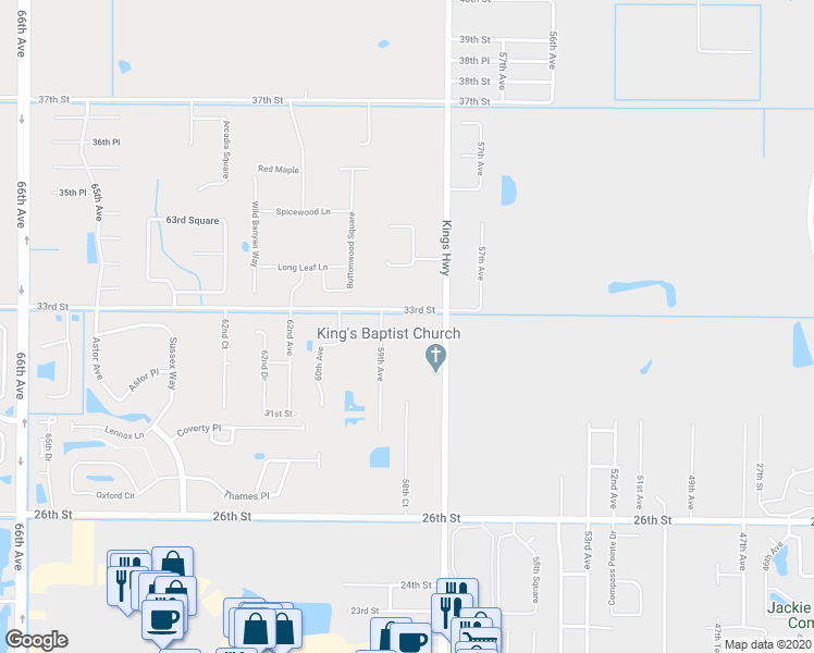 map of restaurants, bars, coffee shops, grocery stores, and more near 5855 33rd Street in Vero Beach