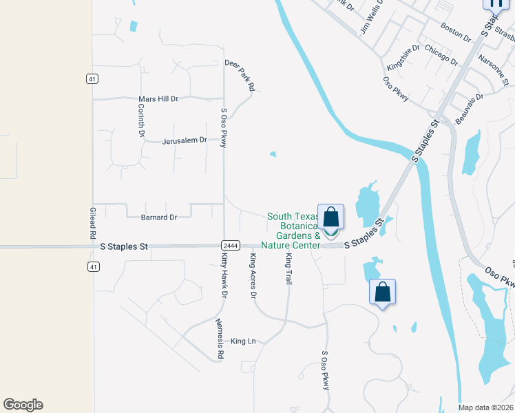 map of restaurants, bars, coffee shops, grocery stores, and more near 5246 South Oso Parkway in Corpus Christi
