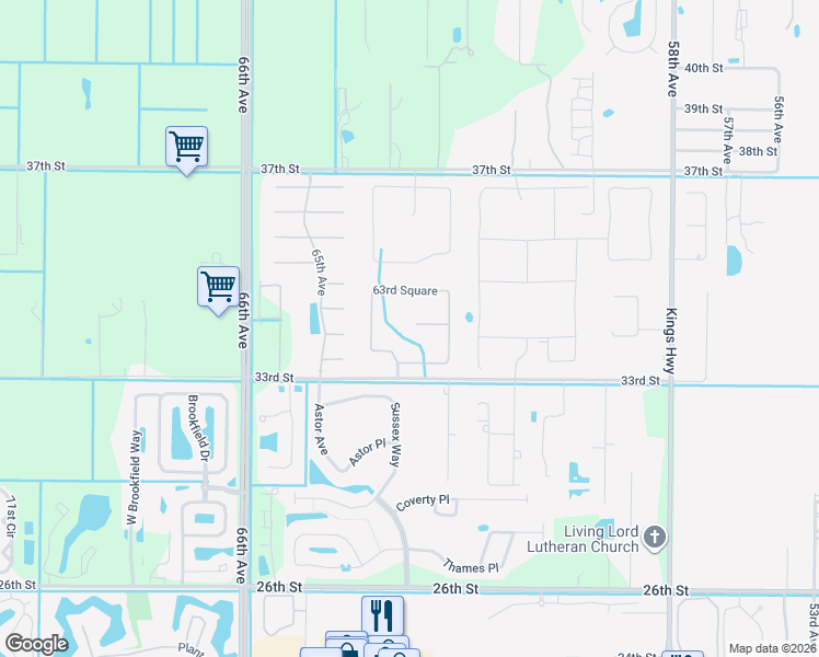 map of restaurants, bars, coffee shops, grocery stores, and more near 6300 33rd Manor in Vero Beach