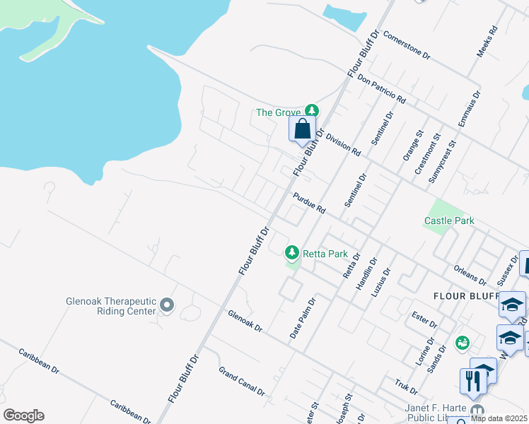 map of restaurants, bars, coffee shops, grocery stores, and more near 2333 Flour Bluff Drive in Corpus Christi