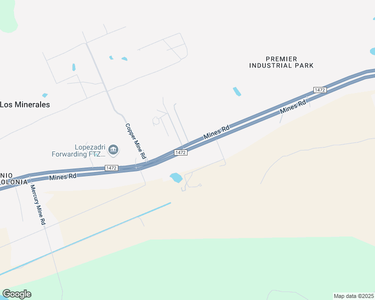 map of restaurants, bars, coffee shops, grocery stores, and more near 22251-22299 Mines Road in Laredo