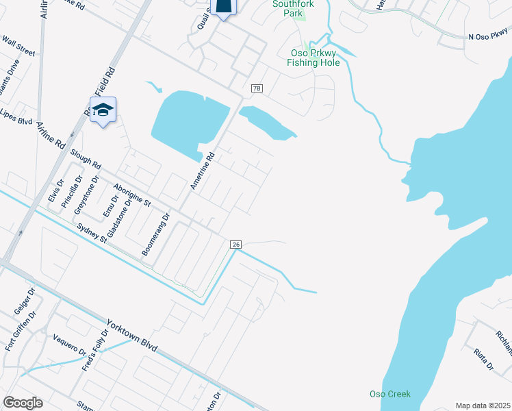 map of restaurants, bars, coffee shops, grocery stores, and more near 3614 Tanzanite Drive in Corpus Christi