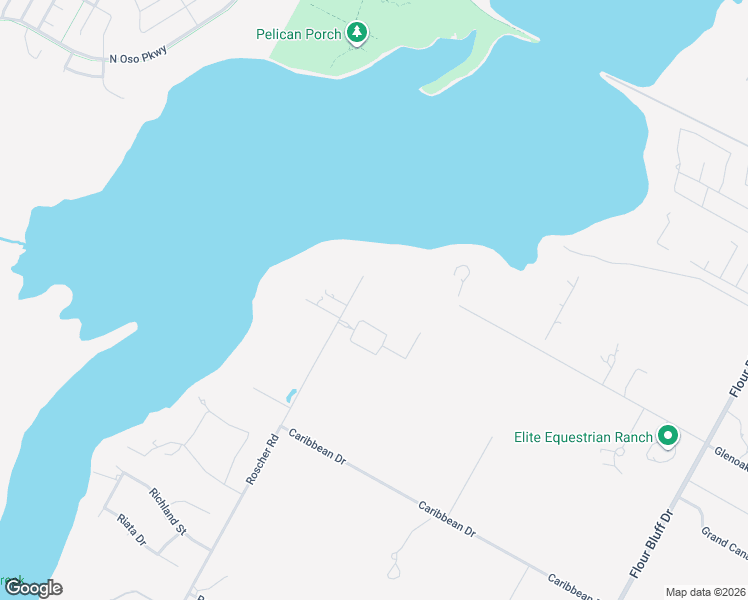 map of restaurants, bars, coffee shops, grocery stores, and more near 3217 Roscher Road in Corpus Christi
