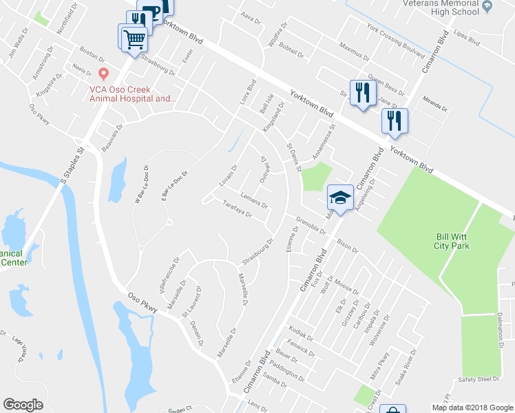 map of restaurants, bars, coffee shops, grocery stores, and more near 6149 Lemans Drive in Corpus Christi