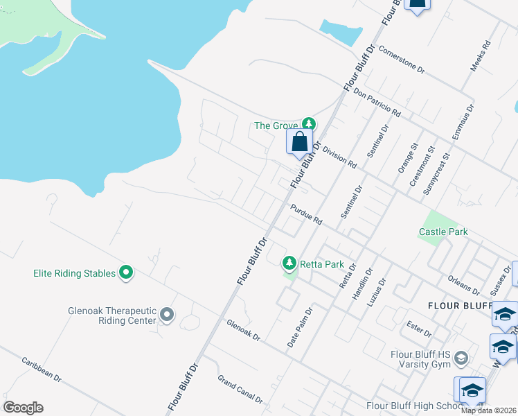 map of restaurants, bars, coffee shops, grocery stores, and more near 2333 Flour Bluff Drive in Corpus Christi