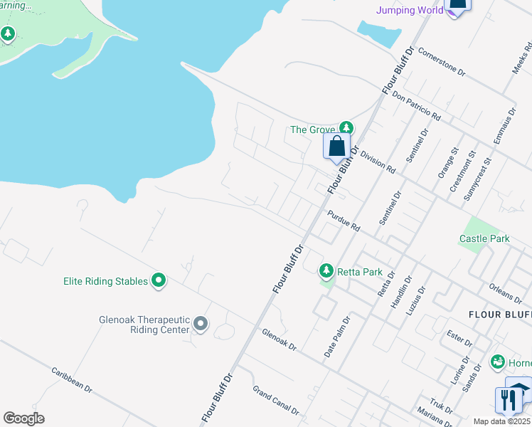 map of restaurants, bars, coffee shops, grocery stores, and more near 2501 Flour Bluff Drive in Corpus Christi