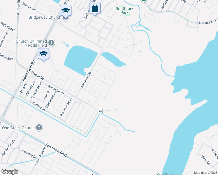 map of restaurants, bars, coffee shops, grocery stores, and more near 3602 Amethyst Drive in Corpus Christi