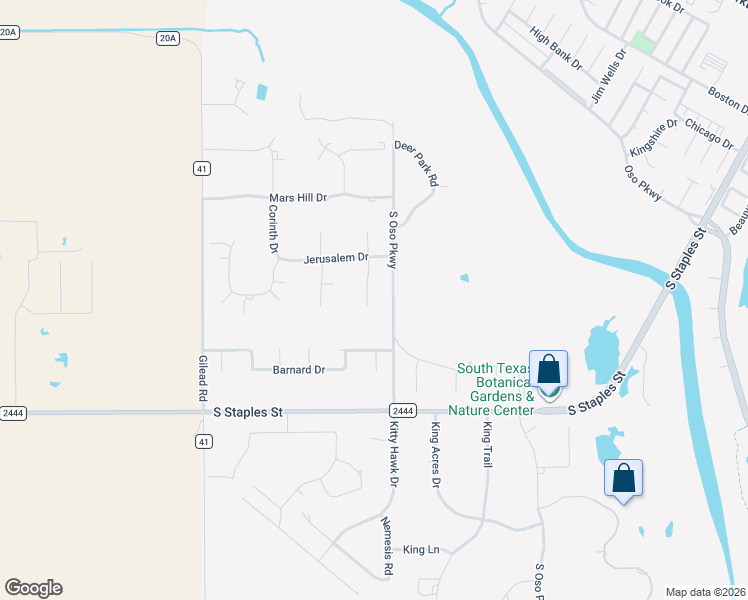 map of restaurants, bars, coffee shops, grocery stores, and more near 8126 Nazareth Drive in Corpus Christi