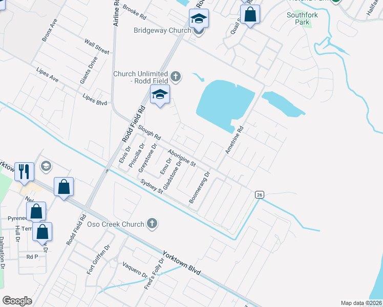 map of restaurants, bars, coffee shops, grocery stores, and more near 7410 Kolda Drive in Corpus Christi