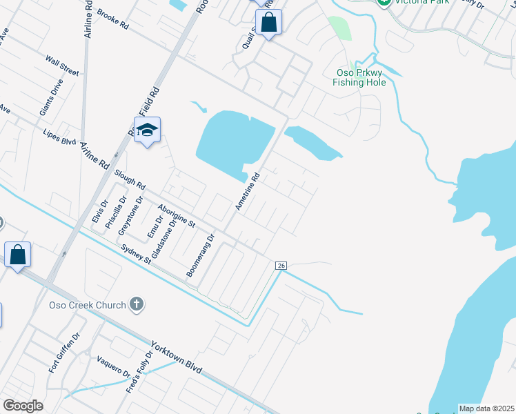 map of restaurants, bars, coffee shops, grocery stores, and more near 3617 Garnet Court in Corpus Christi