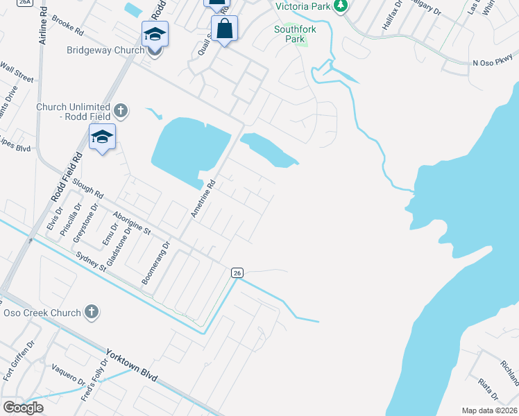 map of restaurants, bars, coffee shops, grocery stores, and more near 3602 Amethyst Drive in Corpus Christi