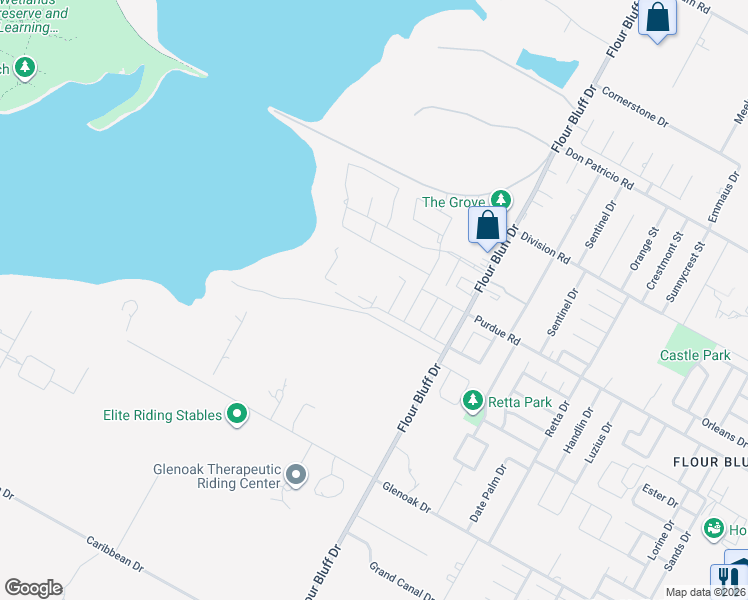 map of restaurants, bars, coffee shops, grocery stores, and more near 2333 Flour Bluff Drive in Corpus Christi