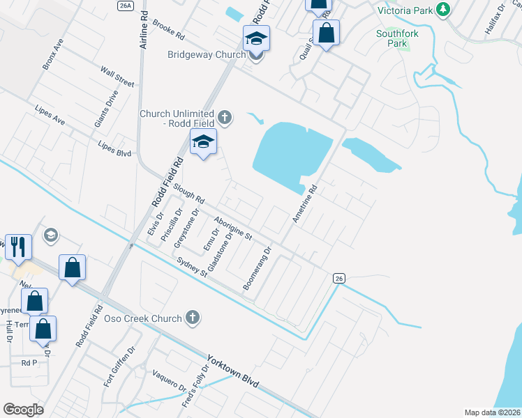 map of restaurants, bars, coffee shops, grocery stores, and more near 3722 Ahuja Drive in Corpus Christi