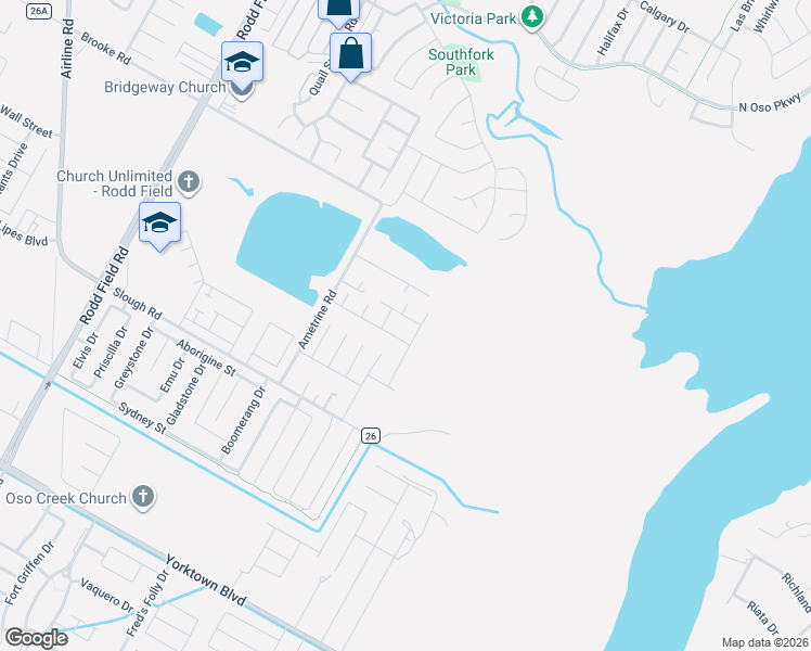 map of restaurants, bars, coffee shops, grocery stores, and more near 3602 Amethyst Drive in Corpus Christi