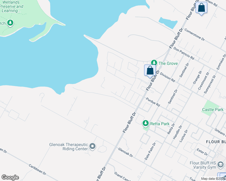 map of restaurants, bars, coffee shops, grocery stores, and more near 2333 Flour Bluff Drive in Corpus Christi