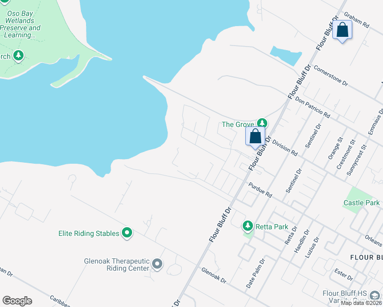 map of restaurants, bars, coffee shops, grocery stores, and more near 1613 Antoinette Drive in Corpus Christi