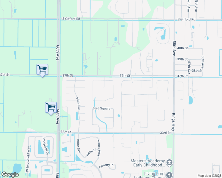 map of restaurants, bars, coffee shops, grocery stores, and more near 6250 Arcadia Square in Vero Beach