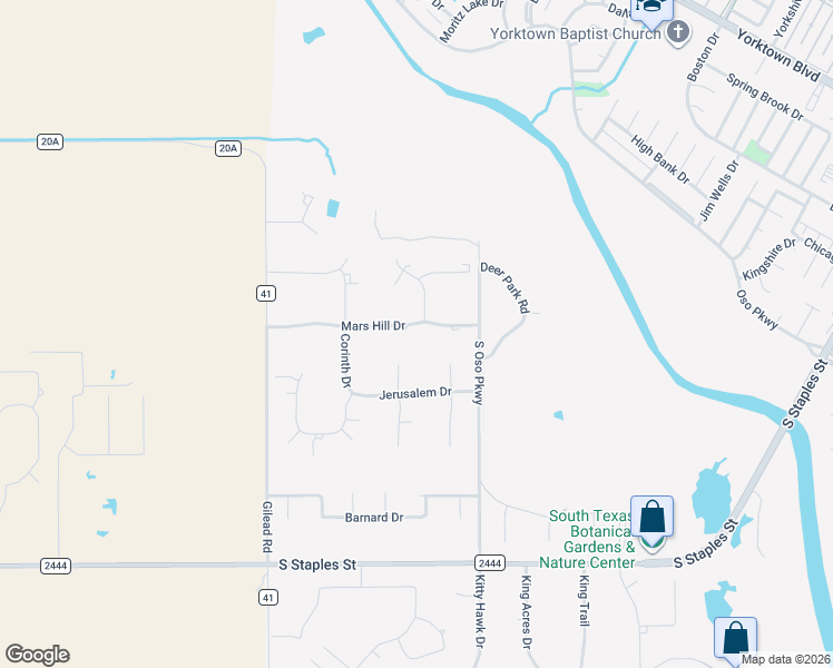 map of restaurants, bars, coffee shops, grocery stores, and more near 4625 Mars Hill Drive in Corpus Christi