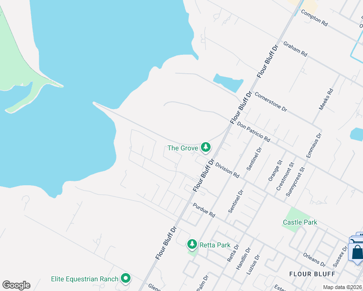 map of restaurants, bars, coffee shops, grocery stores, and more near 2102 Oak Hill Drive in Corpus Christi