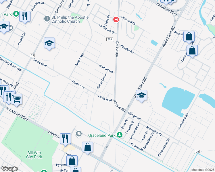 map of restaurants, bars, coffee shops, grocery stores, and more near 3722 Berkeley Drive in Corpus Christi