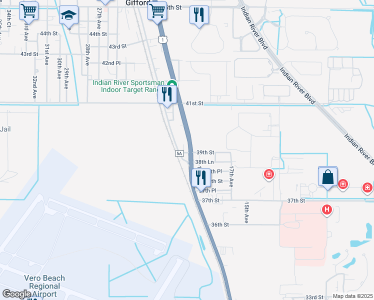 map of restaurants, bars, coffee shops, grocery stores, and more near 3940 U.S. 1 in Vero Beach