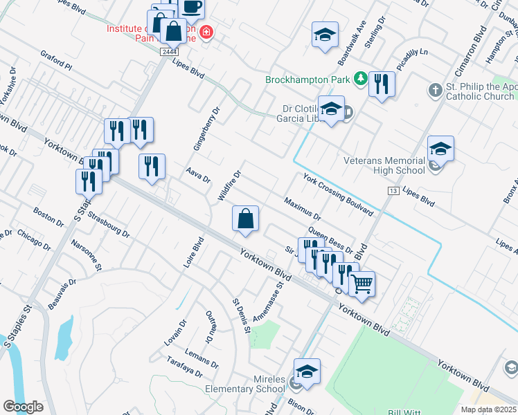 map of restaurants, bars, coffee shops, grocery stores, and more near 6045 Queen Bess Drive in Corpus Christi