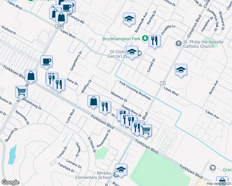 map of restaurants, bars, coffee shops, grocery stores, and more near 6102 Queen Bess Drive in Corpus Christi