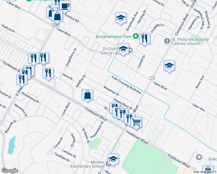 map of restaurants, bars, coffee shops, grocery stores, and more near 6102 Queen Bess Drive in Corpus Christi