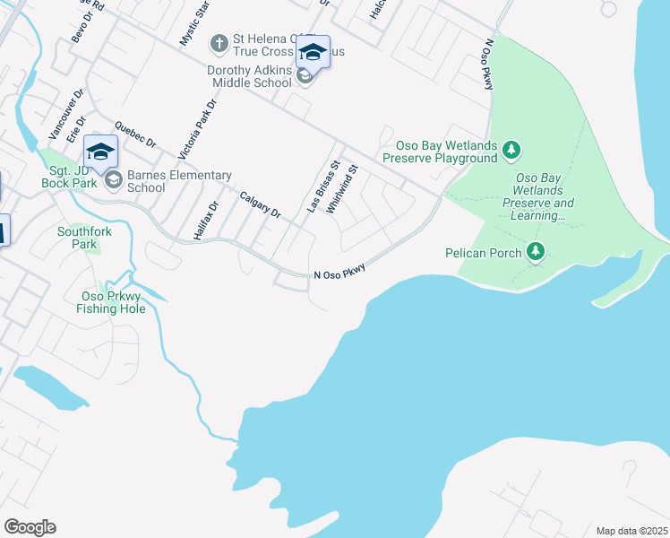 map of restaurants, bars, coffee shops, grocery stores, and more near 3002 North Oso Parkway in Corpus Christi