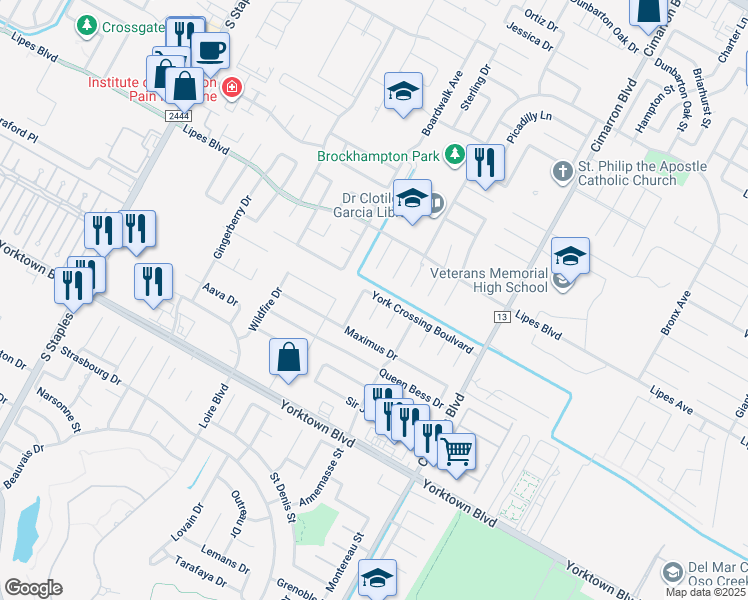 map of restaurants, bars, coffee shops, grocery stores, and more near 3901 Kettlesing Court in Corpus Christi