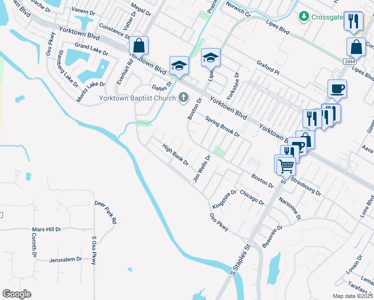 map of restaurants, bars, coffee shops, grocery stores, and more near 7718 Hartley Circle in Corpus Christi