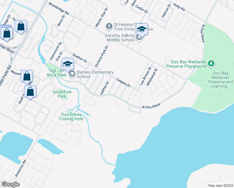 map of restaurants, bars, coffee shops, grocery stores, and more near 3110 Manitoulin Island Drive in Corpus Christi