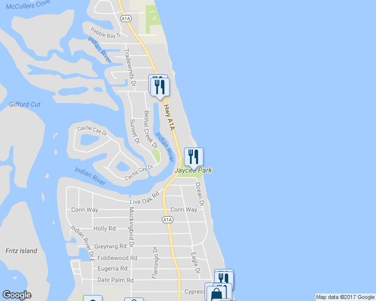 map of restaurants, bars, coffee shops, grocery stores, and more near 4450 Florida A1A in Vero Beach