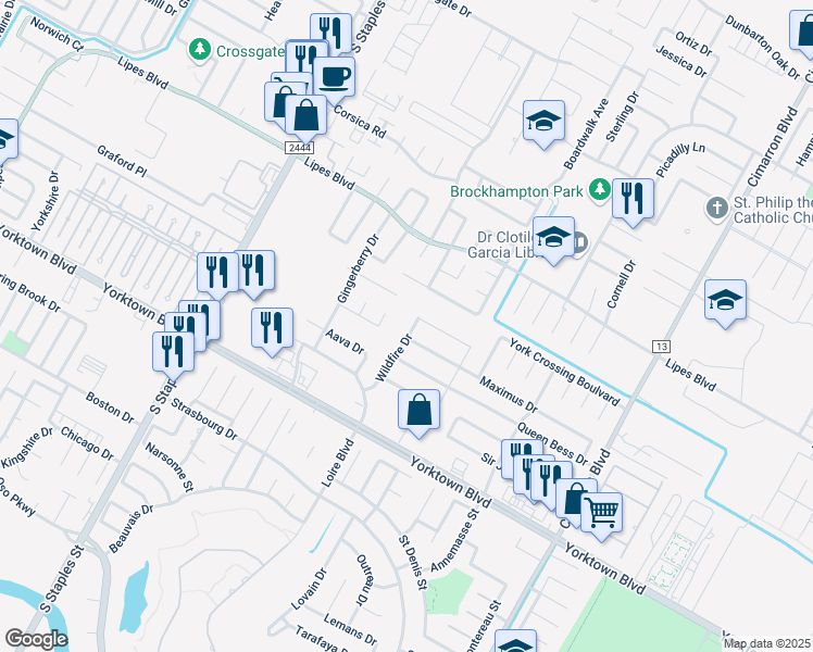 map of restaurants, bars, coffee shops, grocery stores, and more near 5841 Chamomile Court in Corpus Christi