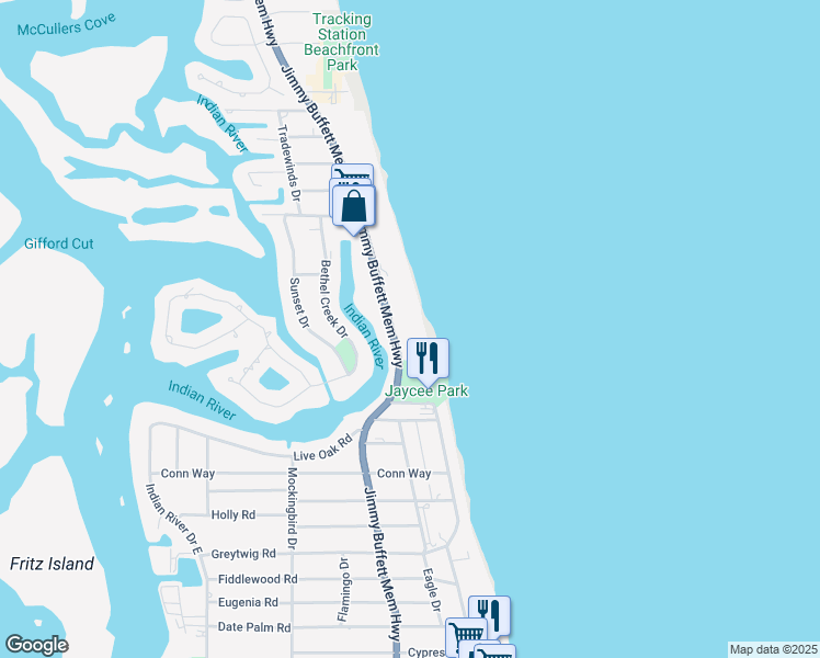 map of restaurants, bars, coffee shops, grocery stores, and more near 4450 Florida A1A in Vero Beach