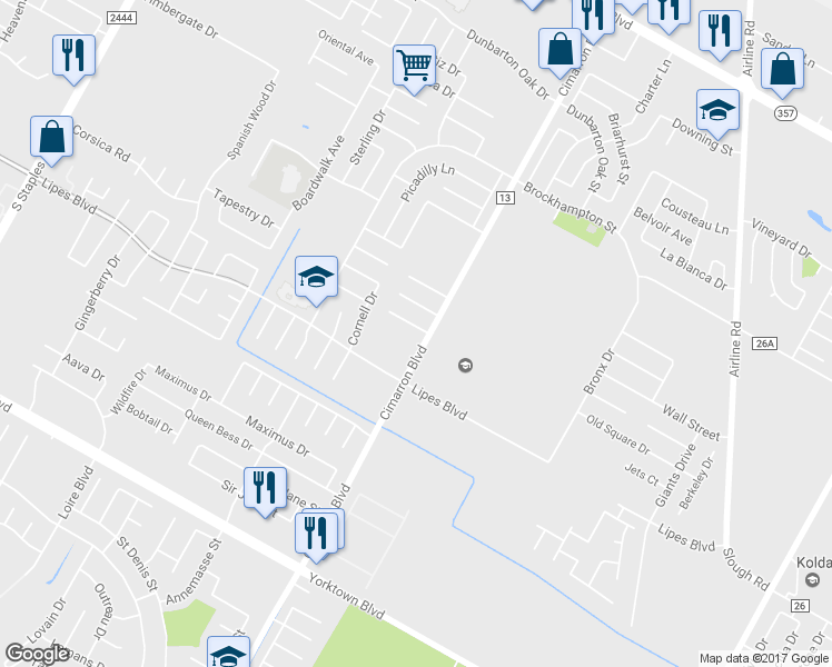 map of restaurants, bars, coffee shops, grocery stores, and more near 6337 Penny Lane in Corpus Christi