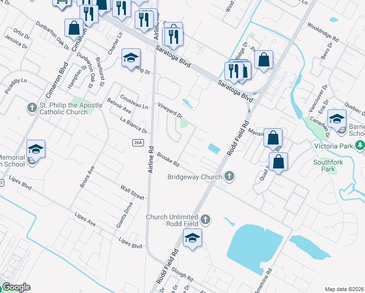 map of restaurants, bars, coffee shops, grocery stores, and more near 3209 Nacogdoches Drive in Corpus Christi