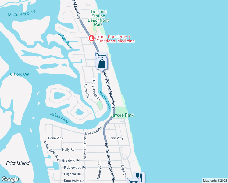 map of restaurants, bars, coffee shops, grocery stores, and more near 4445 Florida A1A in Vero Beach