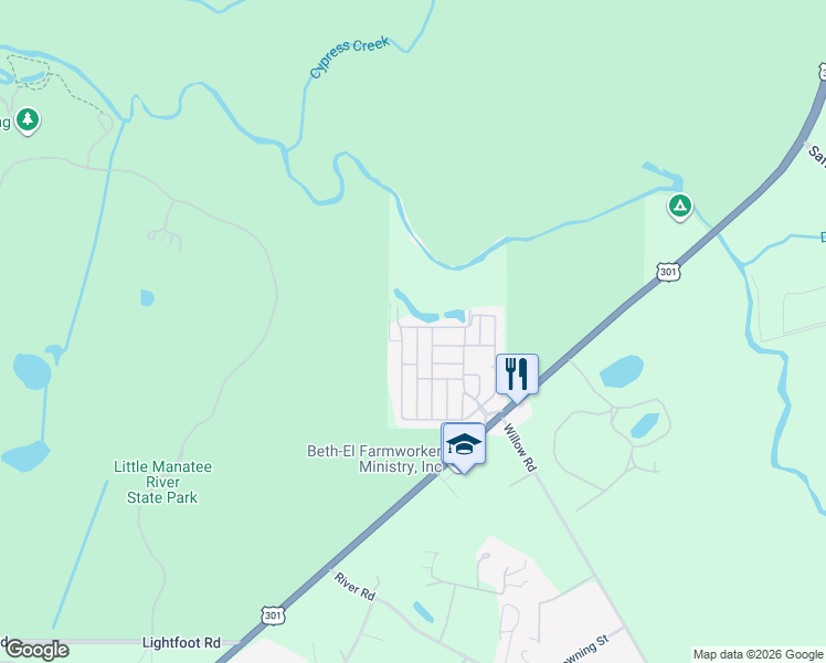 map of restaurants, bars, coffee shops, grocery stores, and more near 4311 Lime Quat Drive in Wimauma