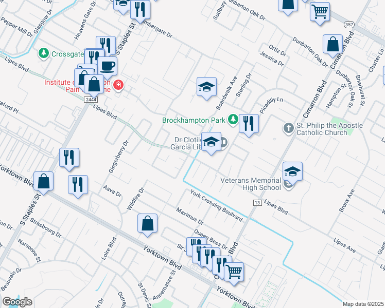 map of restaurants, bars, coffee shops, grocery stores, and more near 7118 Citrus Valley Drive in Corpus Christi