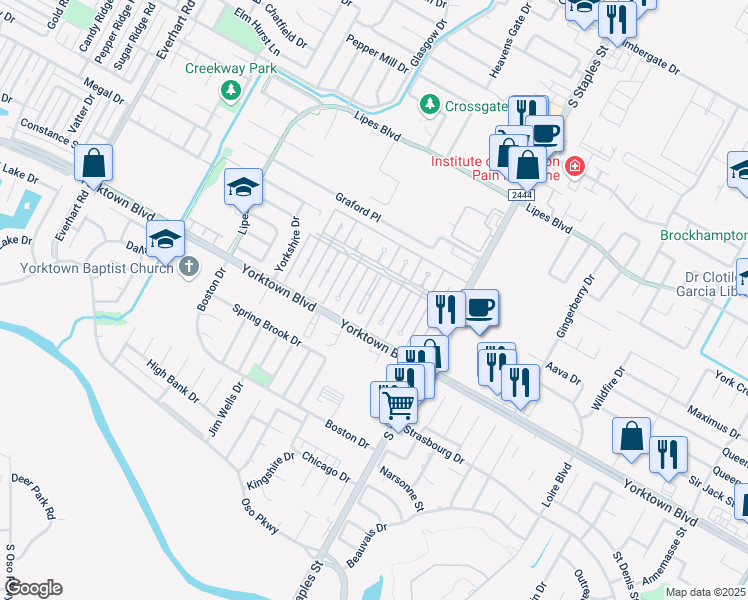 map of restaurants, bars, coffee shops, grocery stores, and more near 7018 Brandon Drive in Corpus Christi