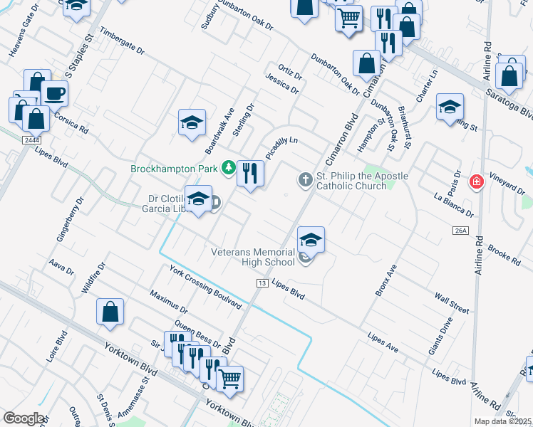 map of restaurants, bars, coffee shops, grocery stores, and more near 6309 Megan Circle in Corpus Christi