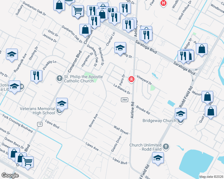 map of restaurants, bars, coffee shops, grocery stores, and more near 6706 Brockhampton Street in Corpus Christi