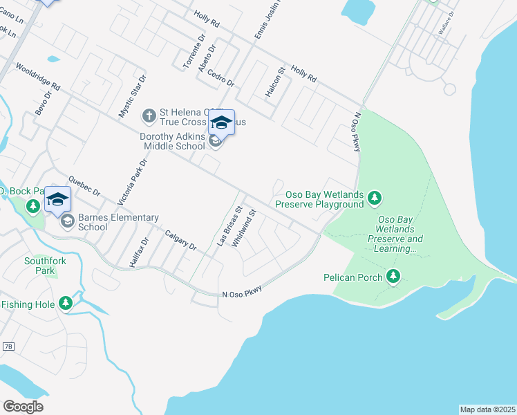 map of restaurants, bars, coffee shops, grocery stores, and more near 8022 Barlovento Street in Corpus Christi