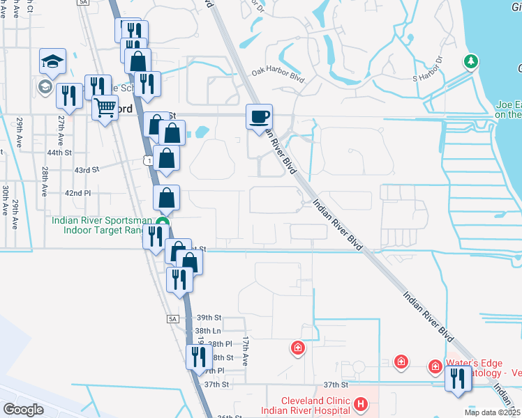 map of restaurants, bars, coffee shops, grocery stores, and more near 1570 South 42ND Circle in Vero Beach