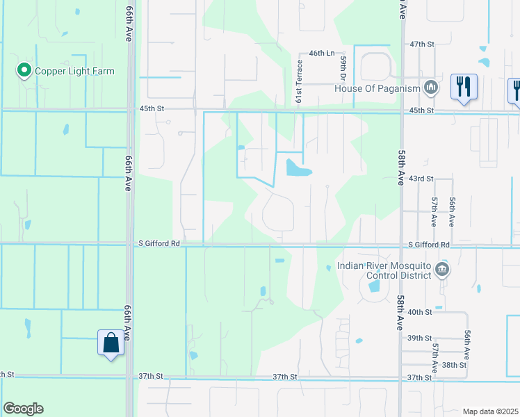 map of restaurants, bars, coffee shops, grocery stores, and more near 4137 Abington Woods Circle in Vero Beach