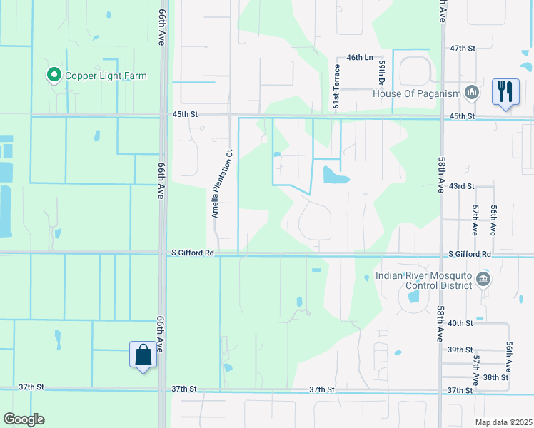 map of restaurants, bars, coffee shops, grocery stores, and more near 6310 41st Street in Vero Beach