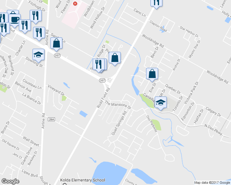 map of restaurants, bars, coffee shops, grocery stores, and more near 2902 Rodd Field Road in Corpus Christi