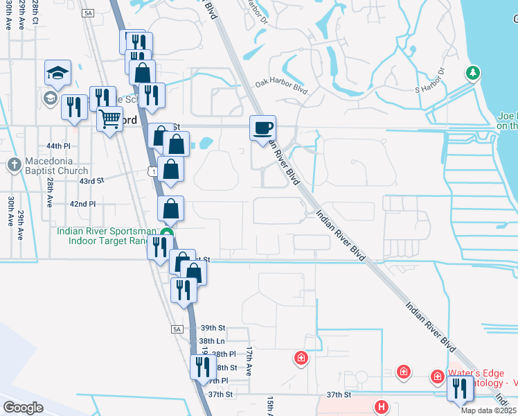 map of restaurants, bars, coffee shops, grocery stores, and more near 1570 South 42ND Circle in Vero Beach