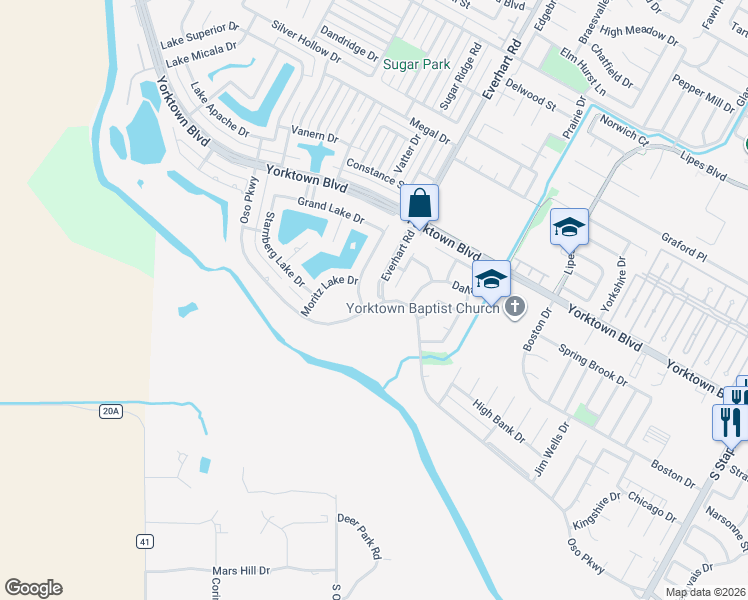 map of restaurants, bars, coffee shops, grocery stores, and more near 7729 Lake Baykal Drive in Corpus Christi